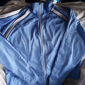 Ladies Oleg Casdini blue active wear full zip Track Jacket